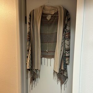 Billabong Cream Tribal Pattern Boho Wrap Cardigan Size Medium Like New